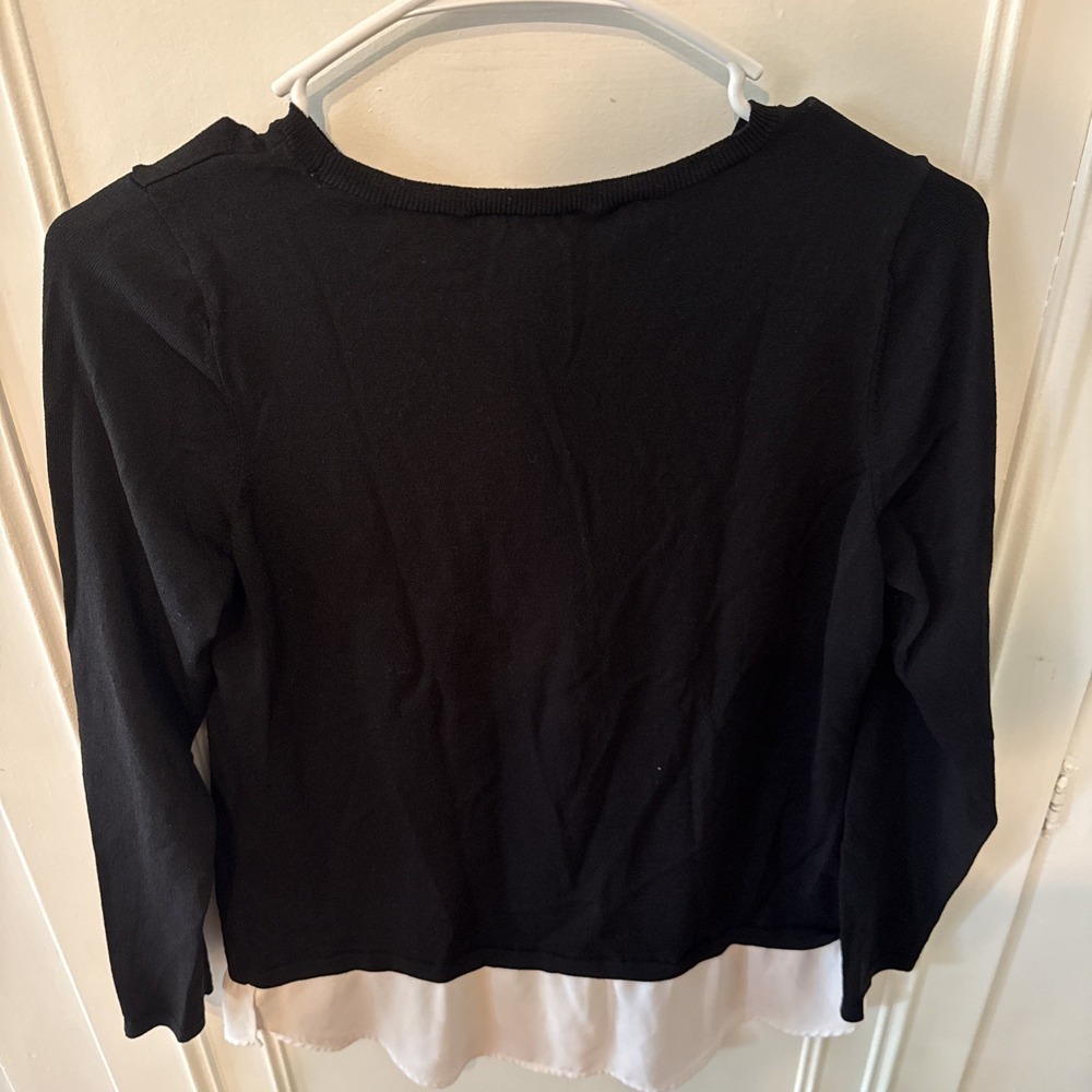 White House Black Market Womens Black Pearl Front Twofer Sweater Size SP NWT - Picture 4 of 4